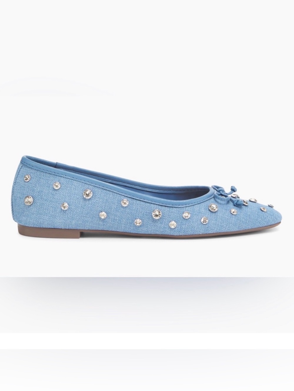 SCHUTZ Blue Denim Ballet Flats With Crystal Embellishment Size 9.5 NEW With Box